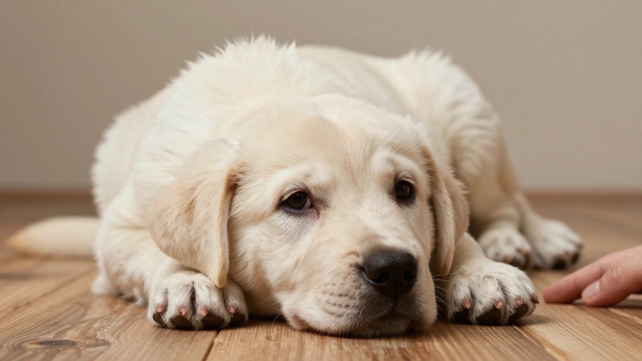 Close-up of relaxed puppy showing calm signs