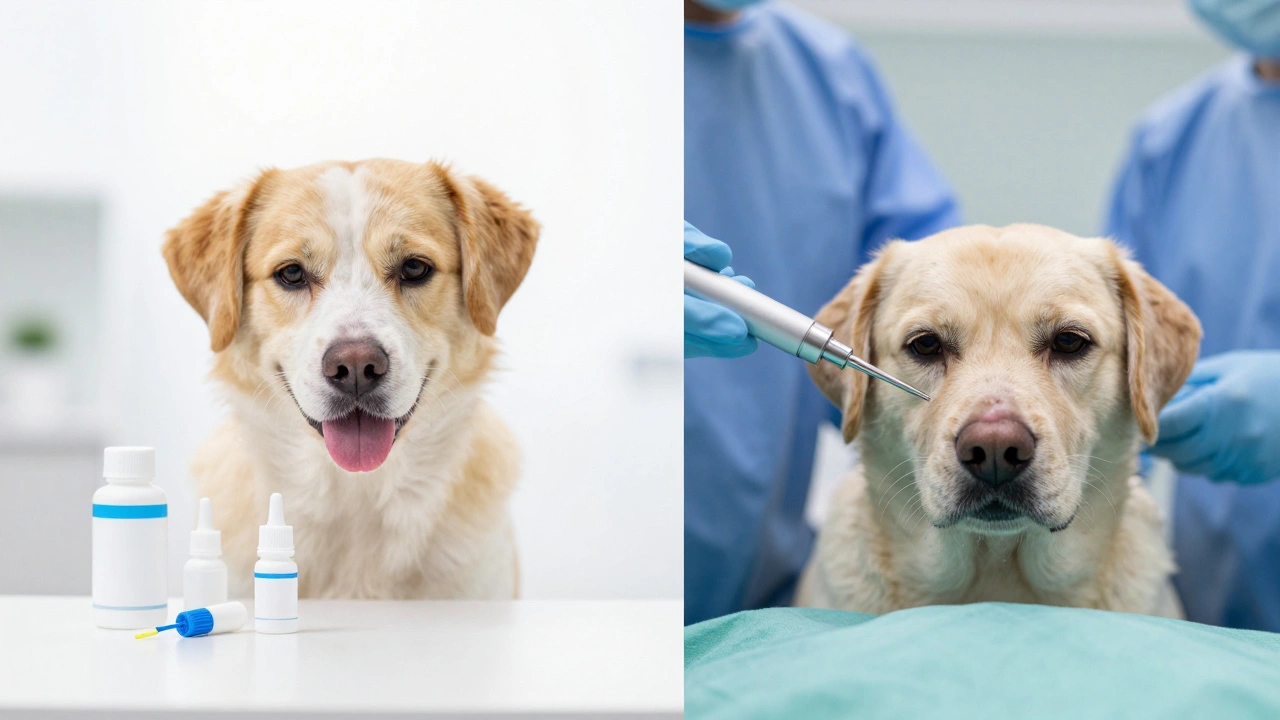 Comparison of medical vs surgical treatments for dog ear infections.