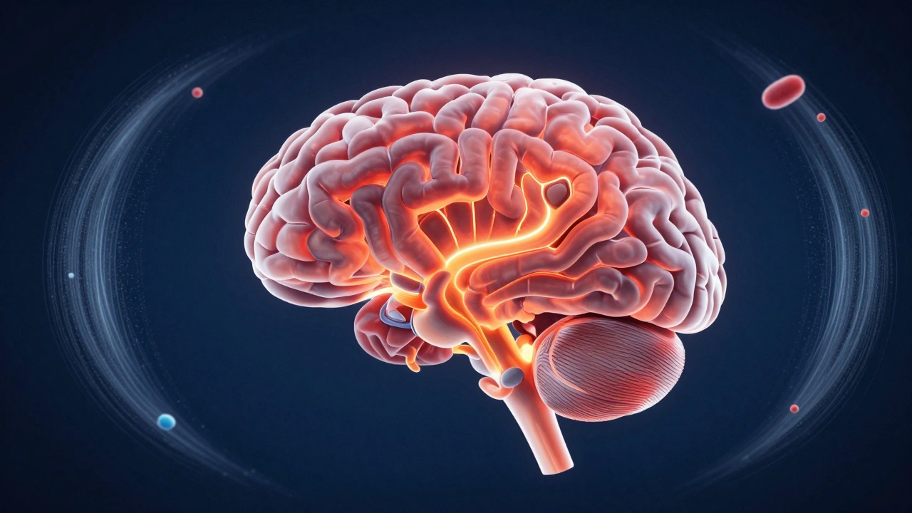 Illustration of dog brain showing stress hormone activity