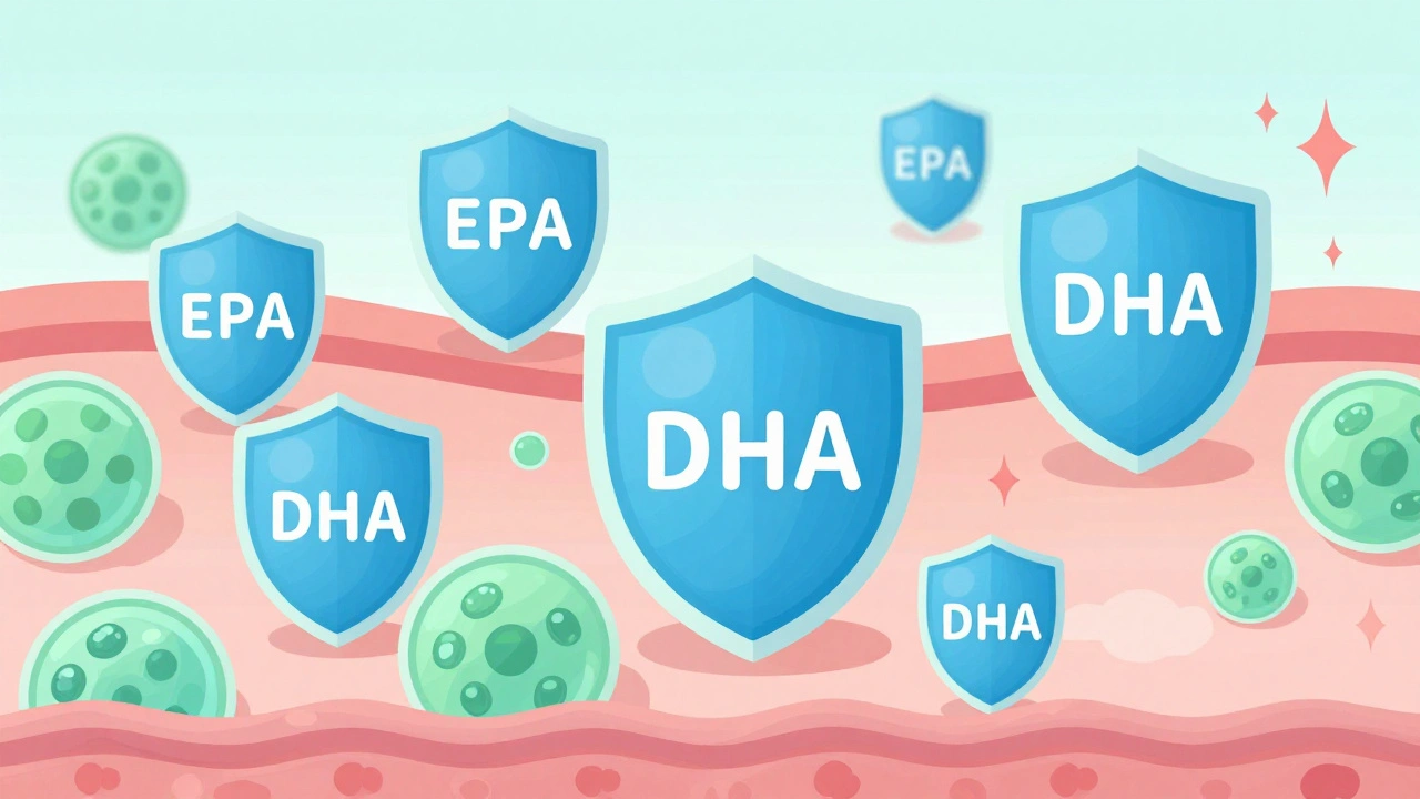Illustration of omega-3 fatty acids protecting skin cells