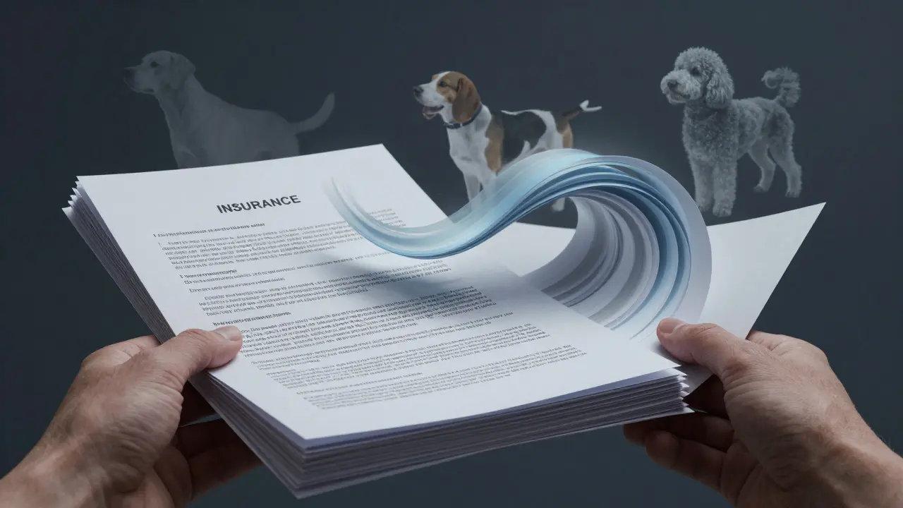 Hands holding abstract paper swirls with ghostly dog silhouettes